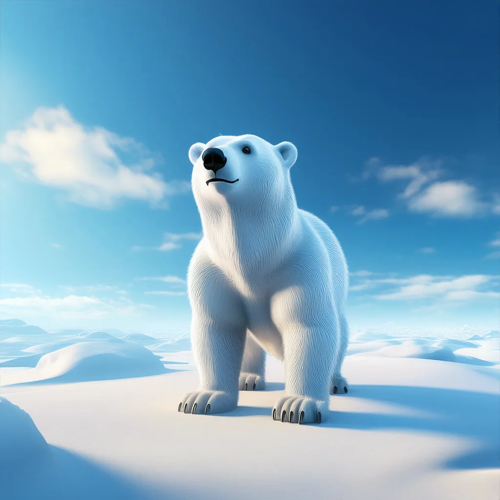 A large polar bear standing on ice