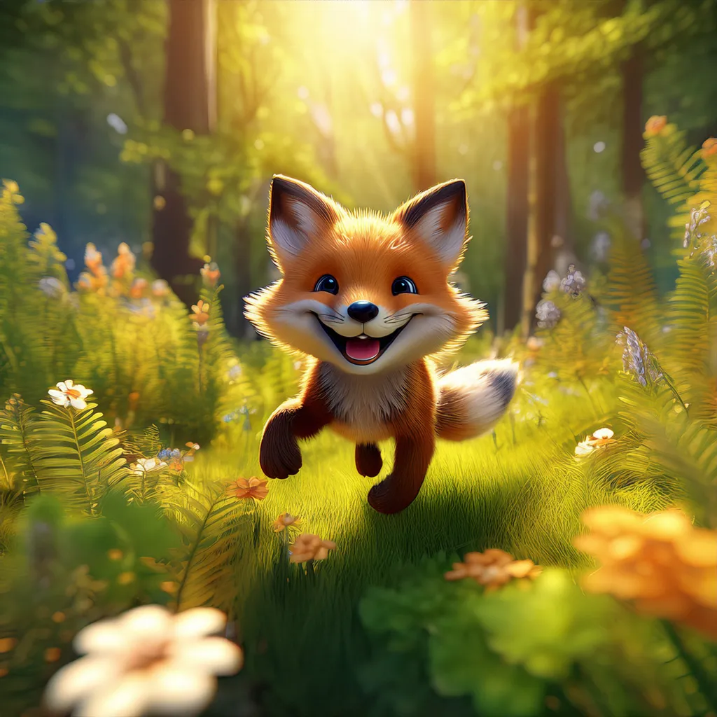 A fox running in the woods