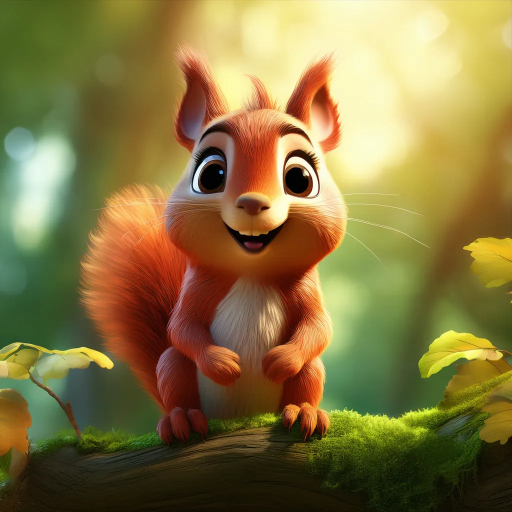 A happy squirrel in a forest
