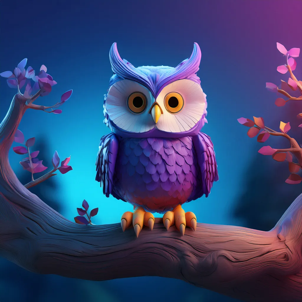 An owl staring while sitting on a tree limb in the evening