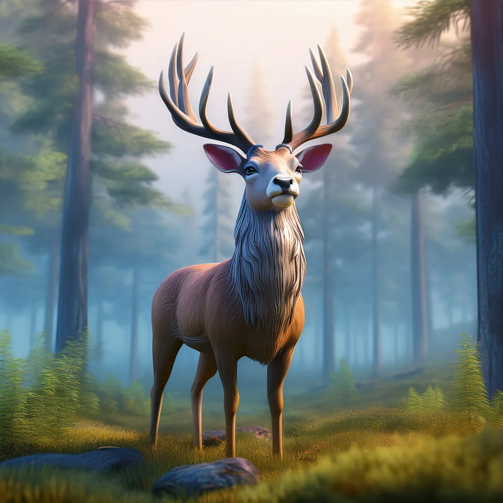 A large deer with large antlers
