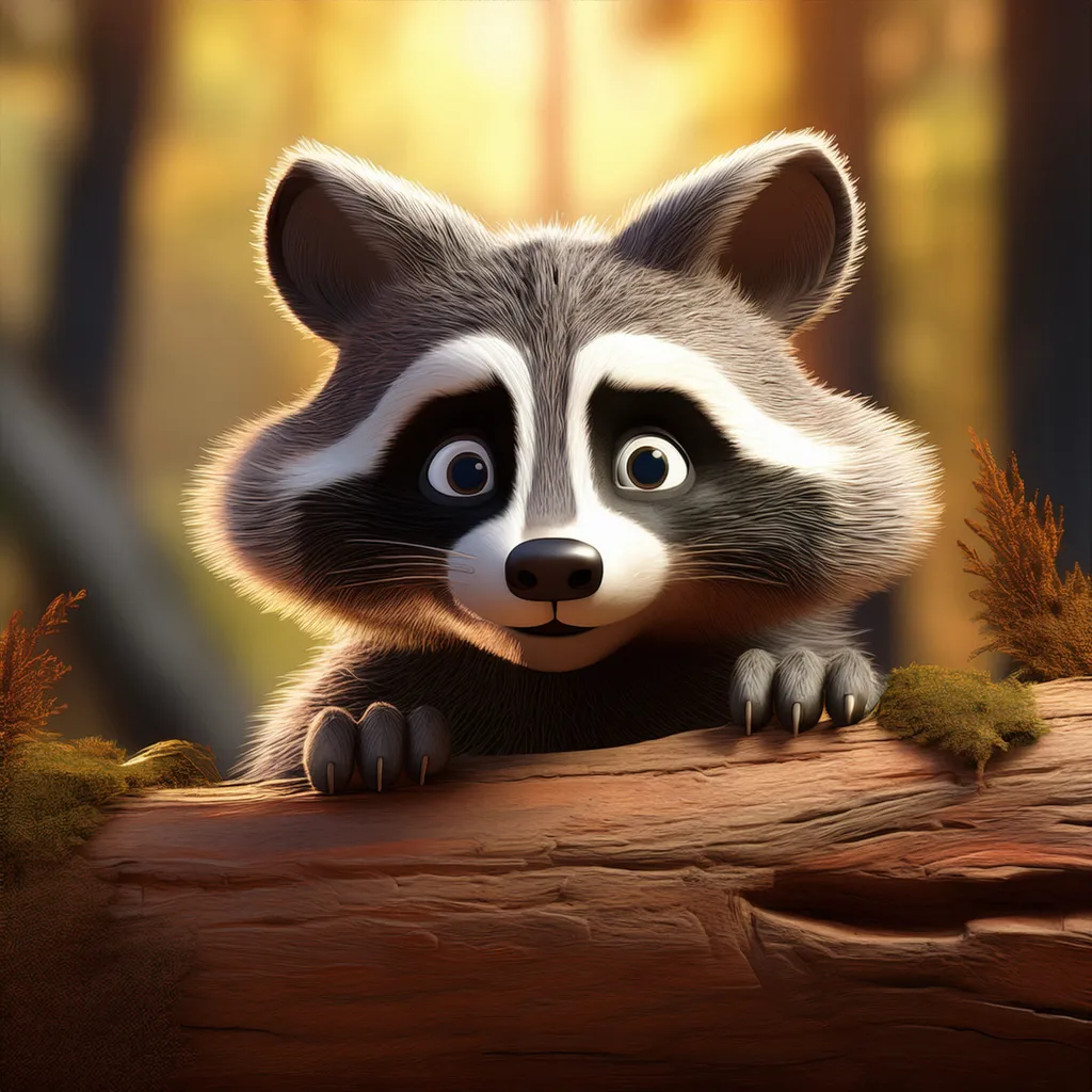 A surprised raccoon