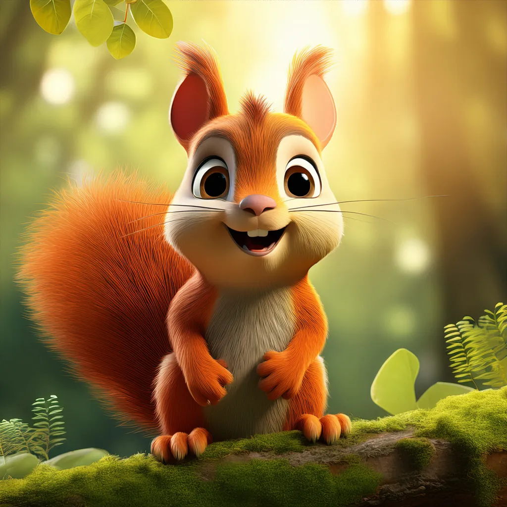 A happy squirrel in a forest