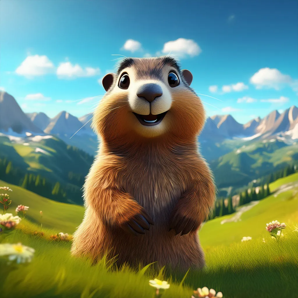 A happy groundhog
