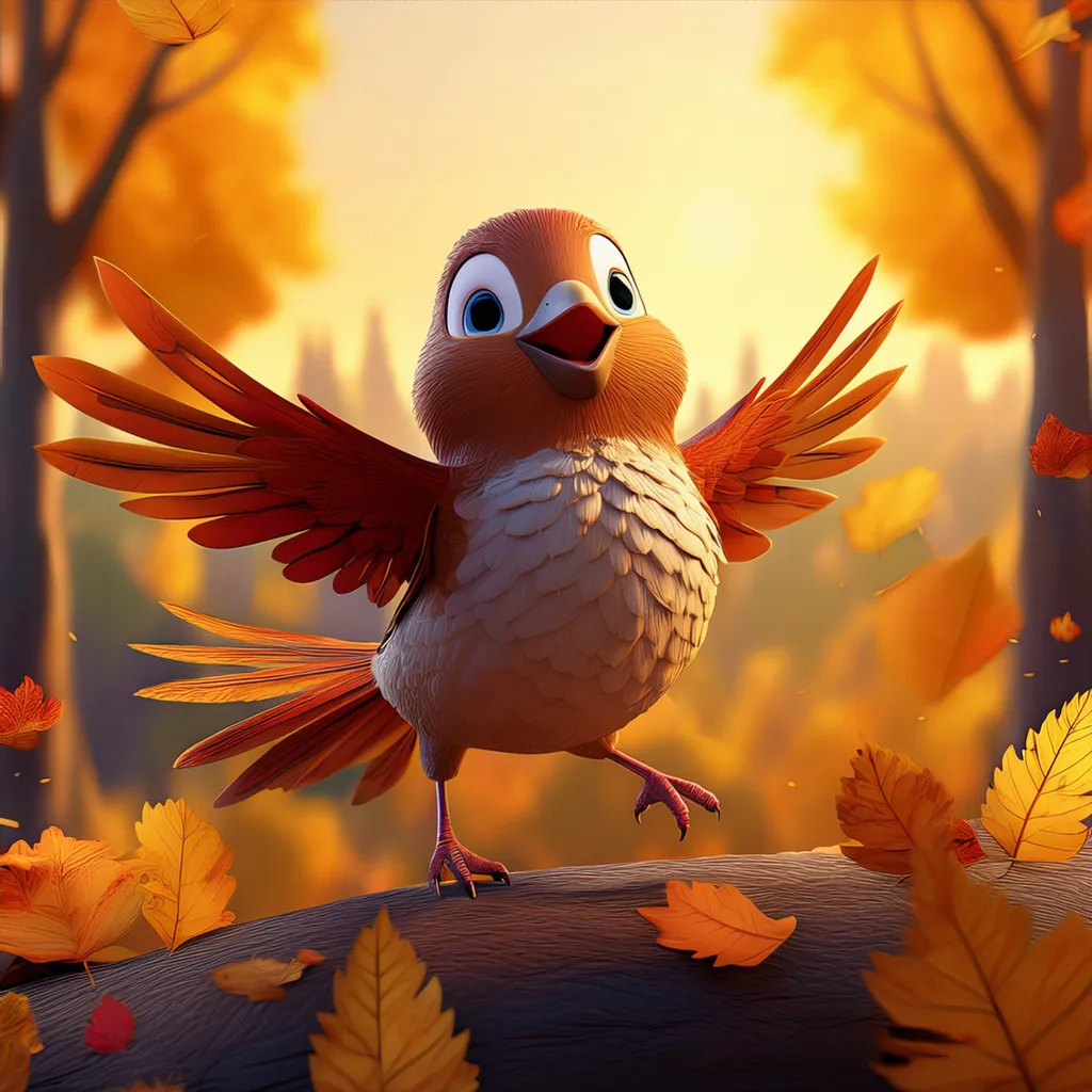 A happy little brown bird flapping its wings
