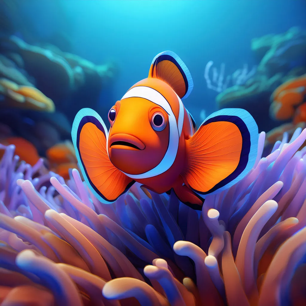 A clownfish hiding amongst the sea anemones