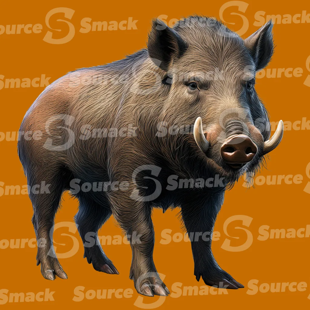 A wild boar clipped as a transparent image