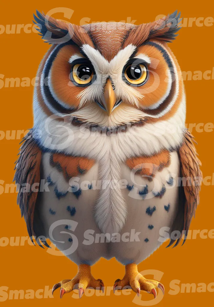 A owl standing clipped as a transparent image