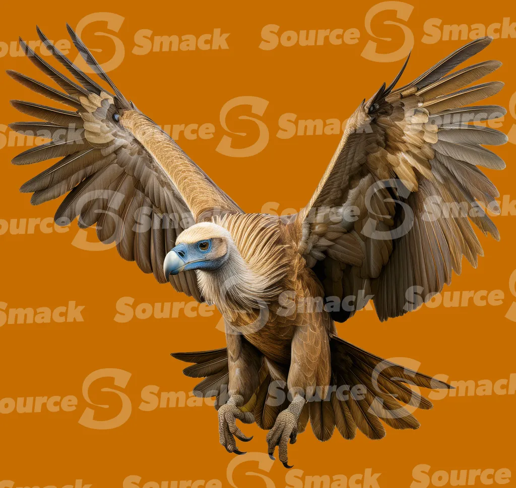 Vulture in flight clipped as a transparent image