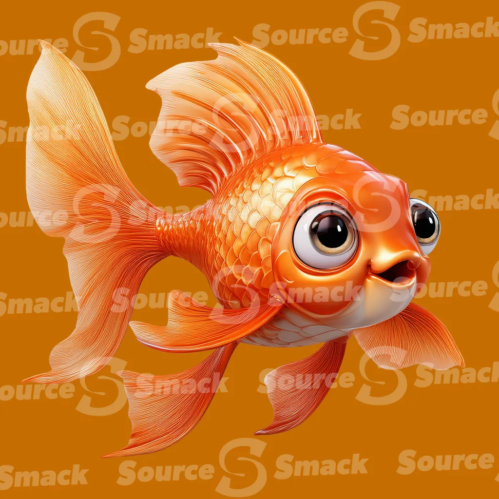 A cute goldfish with big eyes clipped as a transparent image