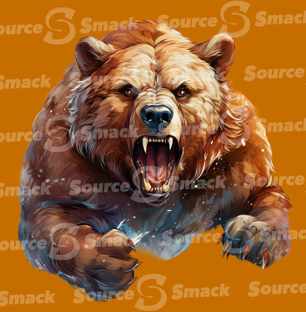 A large bear attacking clipped as a transparent image