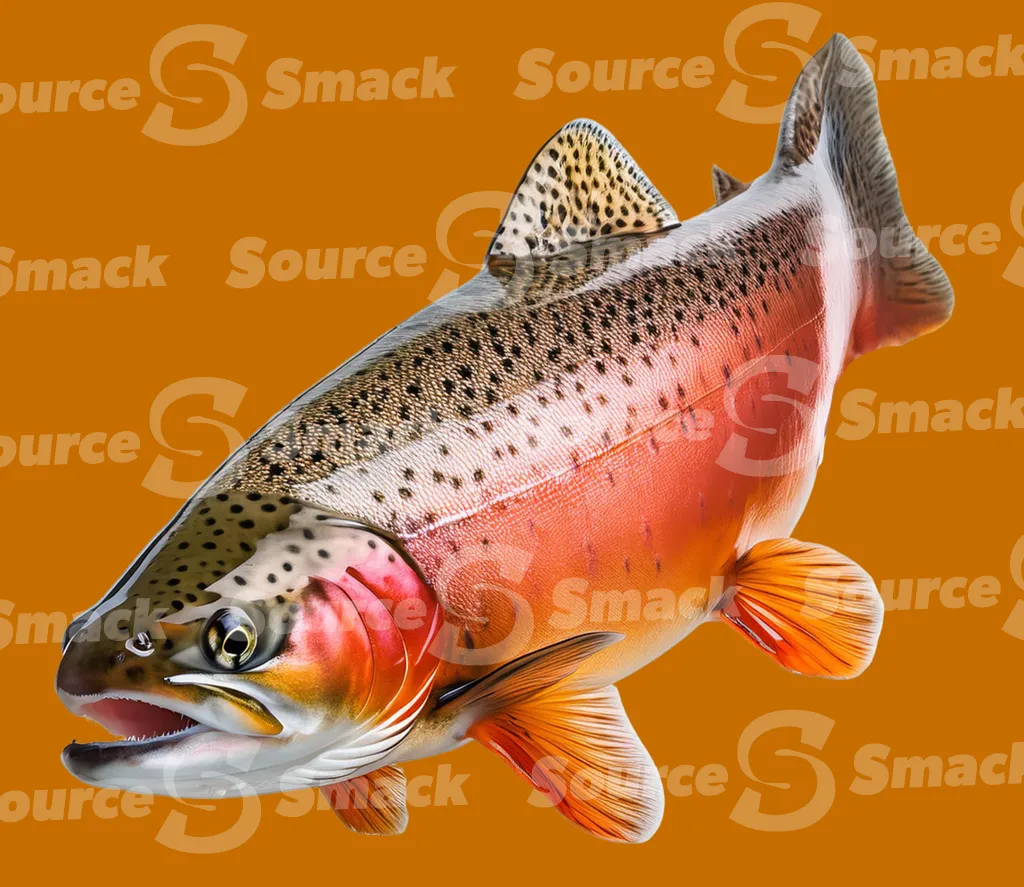 Trout fish side view clipped as a transparent image