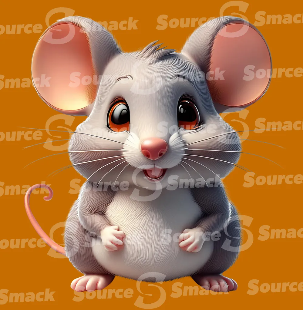 A cute grey mouse clipped as a transparent image