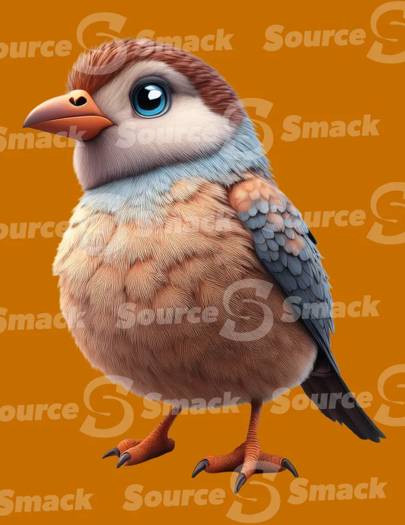 A small cute colorful bird clipped as a transparent image