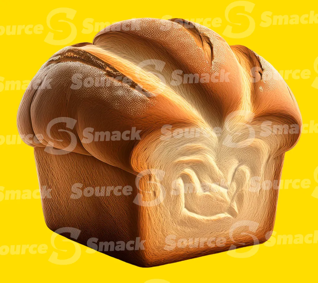A puffy crusted loaf of bread clipped as a transparent image