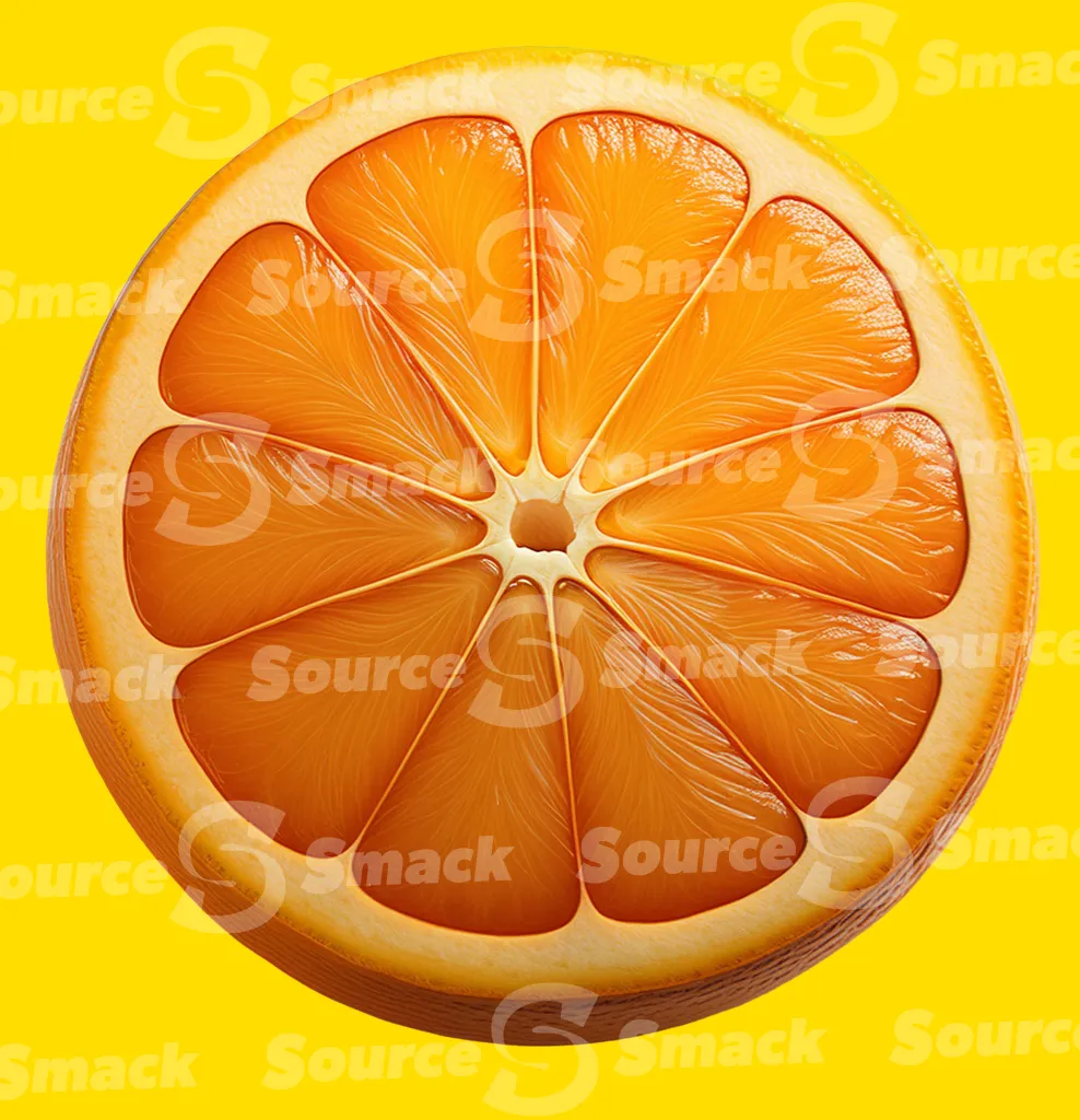 An orange cut in half clipped as a transparent image