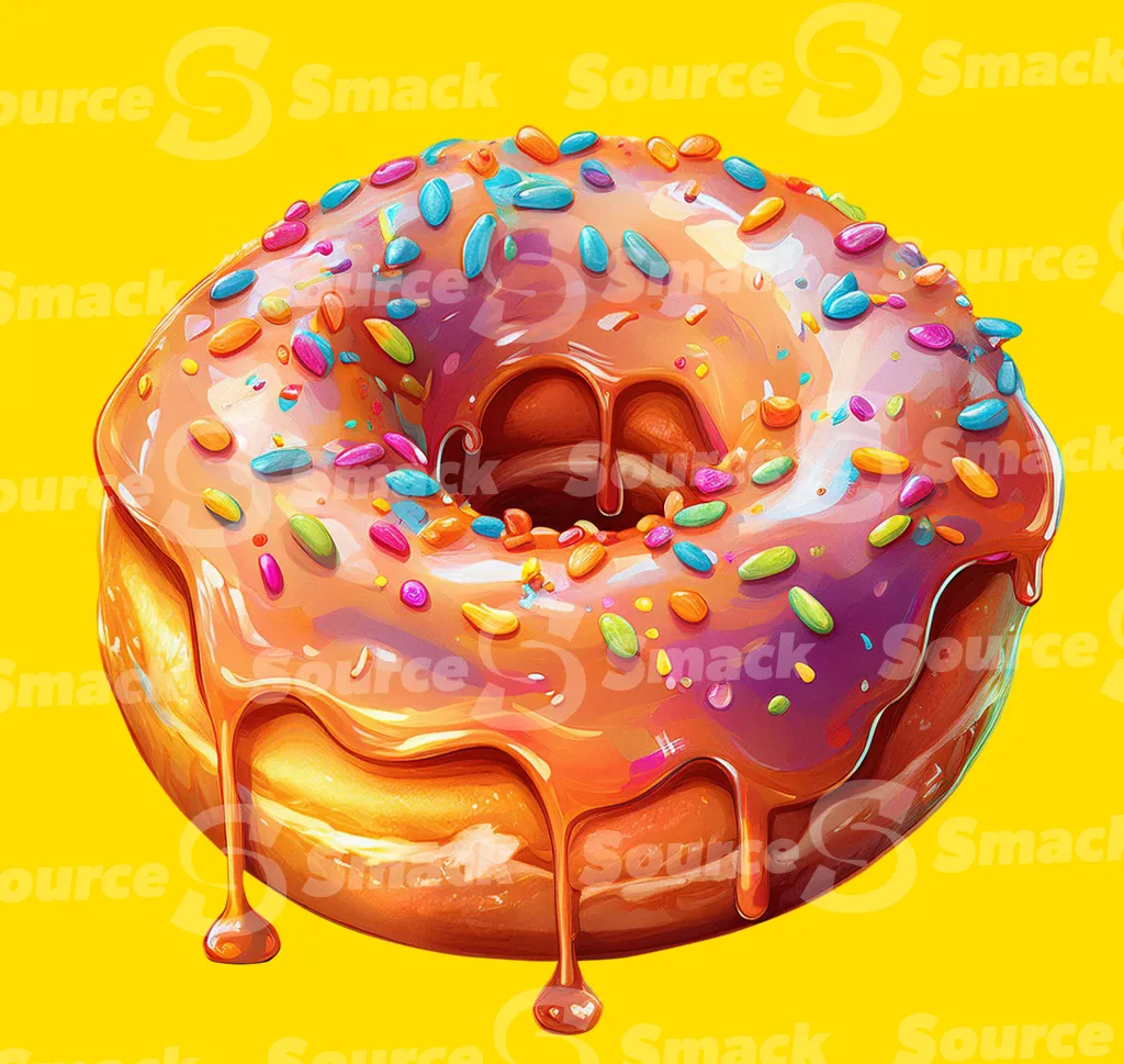 A caramel coated donut with sprinkles clipped as a transparent image