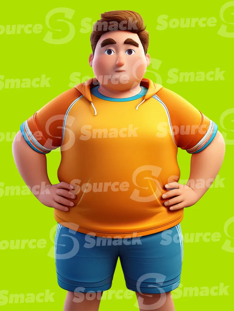 An determined chubby man in a track suit clipped as a transparent image