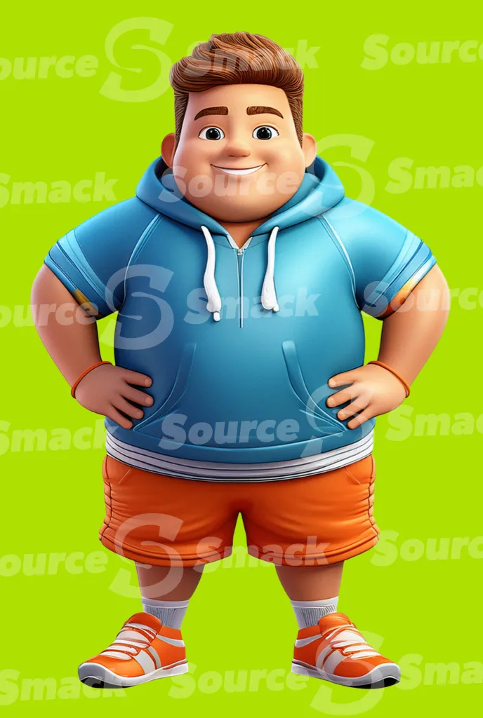 An determined chubby teen in a  track suit clipped as a transparent image