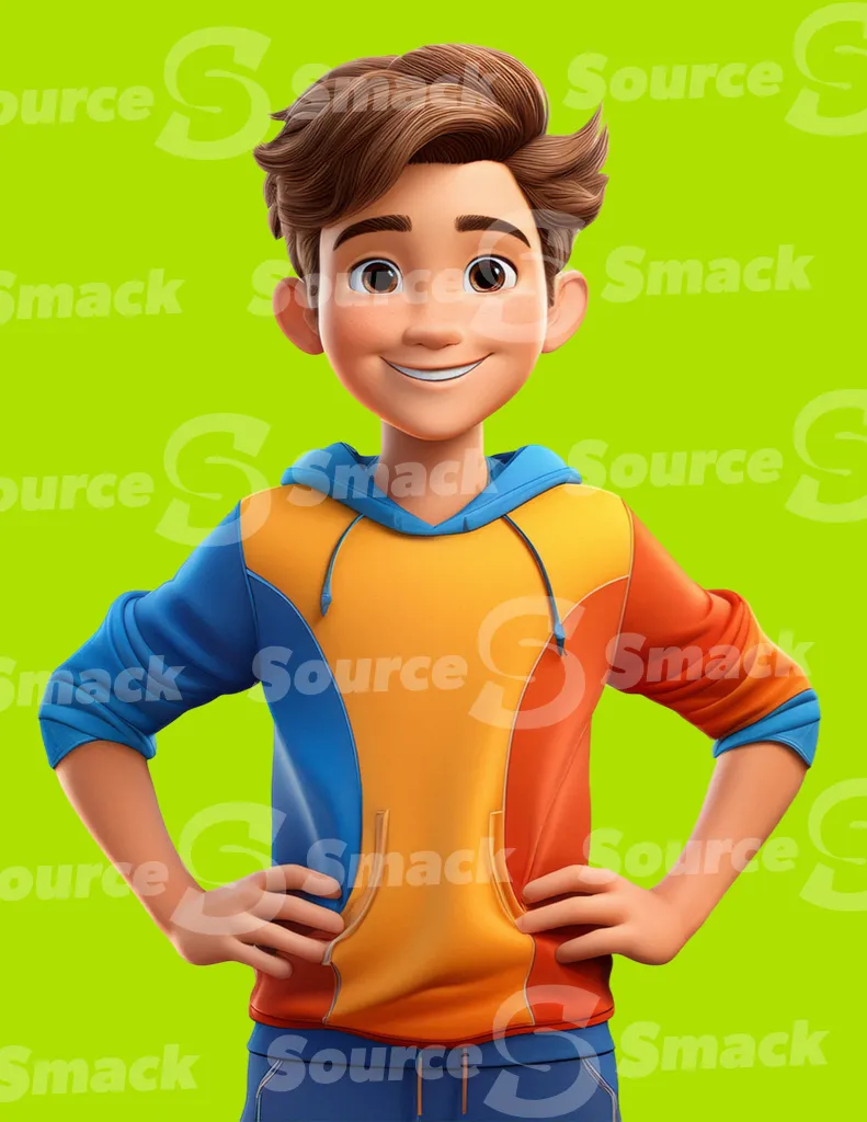 A young boy wearing a track suit clipped as a transparent image
