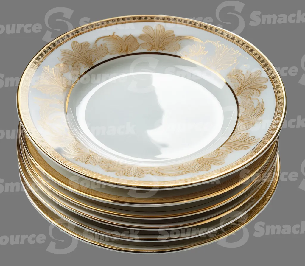 A stack of chinaware clipped as a transparent image