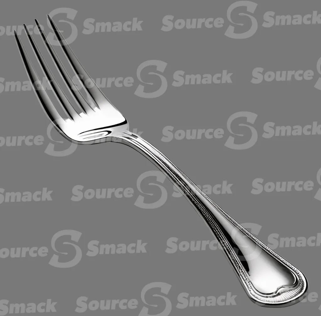 A metal fork clipped as a transparent image