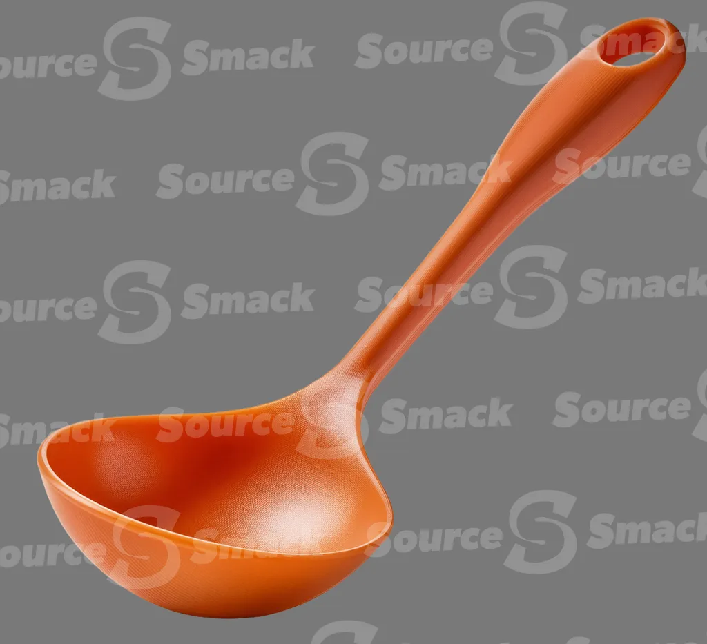 An empty plastic ladle clipped as a transparent image