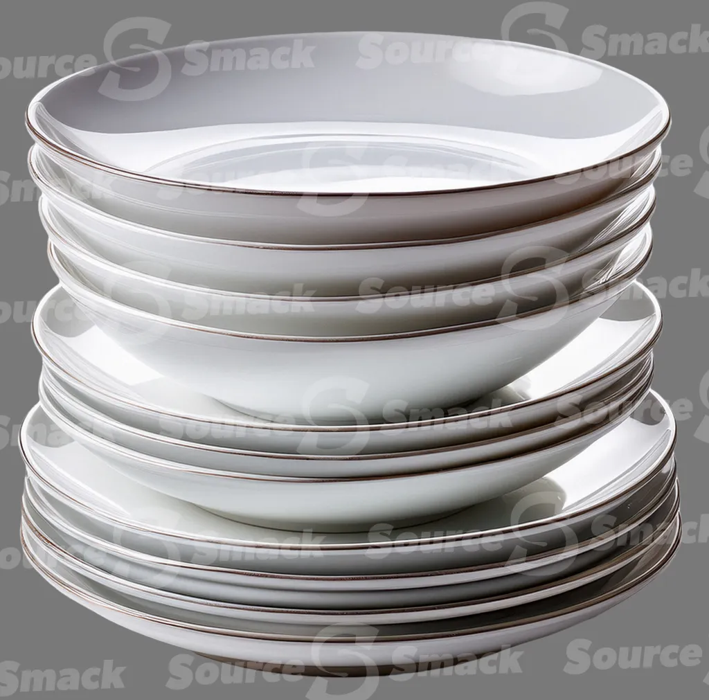 A stack of porcelin plates clipped as a transparent image