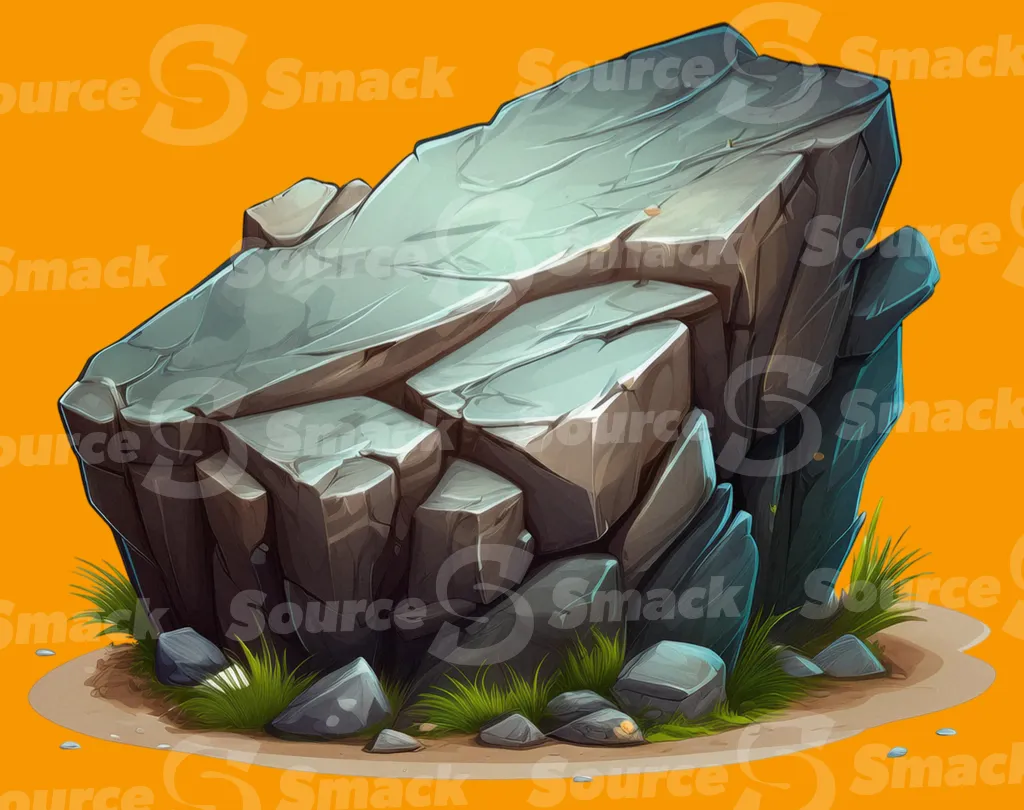 A large jagged stone clipped as a transparent image