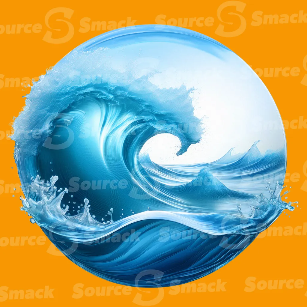 A dynamic, powerful ocean wave curling into a circular form clipped as a transparent image