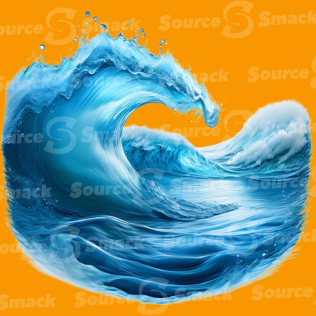 A dynamic, powerful ocean wave curling into a circular form clipped as a transparent image