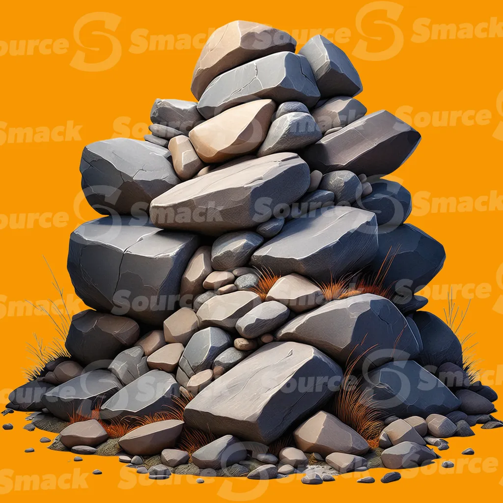 A pile of rocks and stones clipped as a transparent image