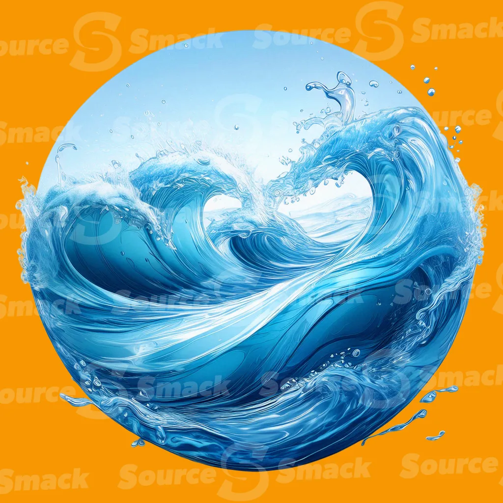 A dynamic, powerful ocean wave curling into a circular form clipped as a transparent image