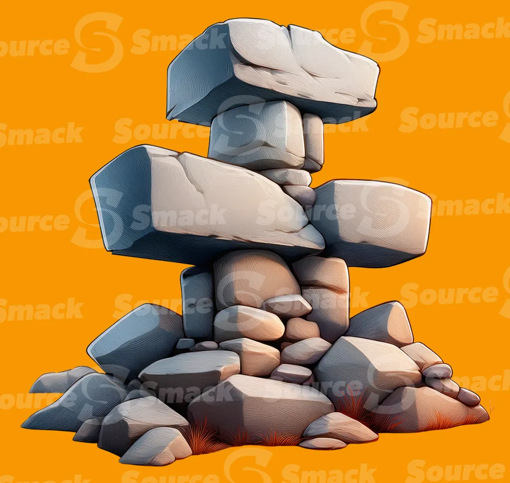 A Inukshuk human-made stone landmark clipped as a transparent image