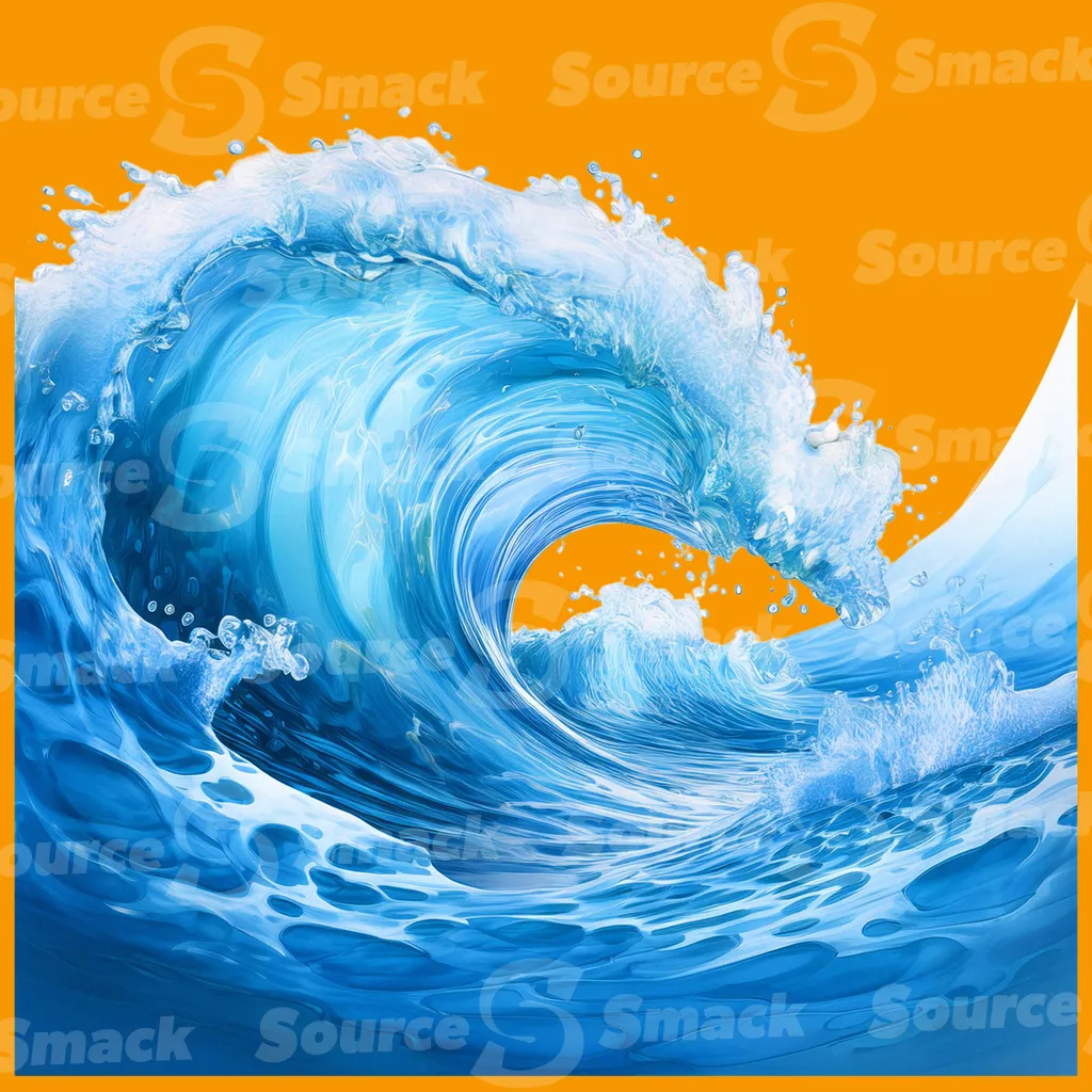 A dynamic and powerful ocean wave clipped as a transparent image