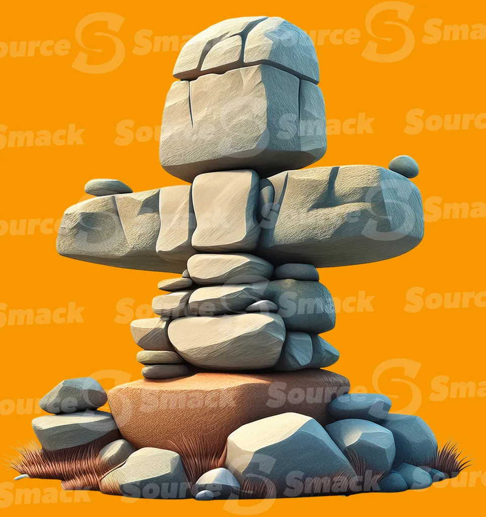 A Inukshuk human-made stone landmark clipped as a transparent image