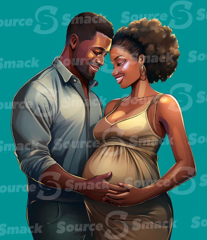 A black couple expecting a child clipped as a transparent image