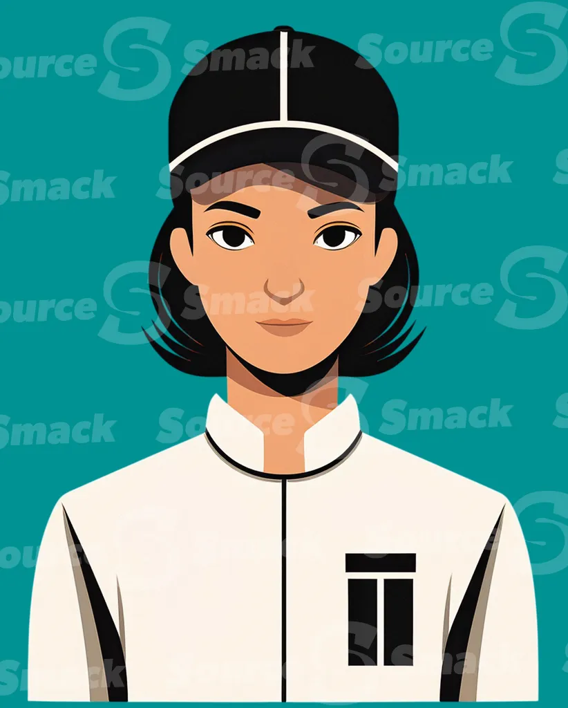Young asian female baseball player smiling clipped as a transparent image