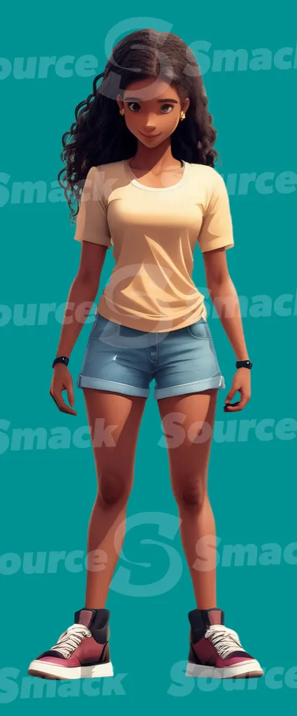 A young indian girl in an aggressive fun stance clipped as a transparent image