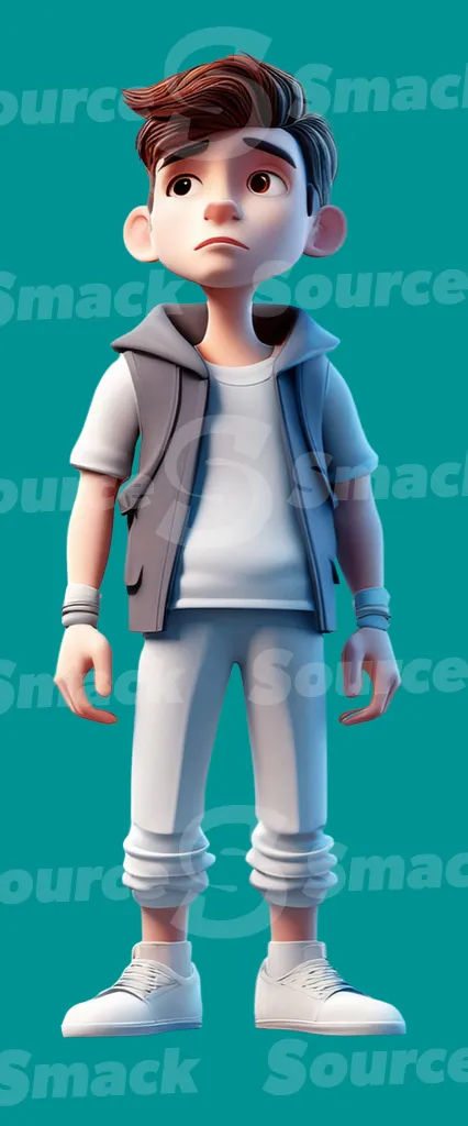 A teen boy upset looking upwards clipped as a transparent image