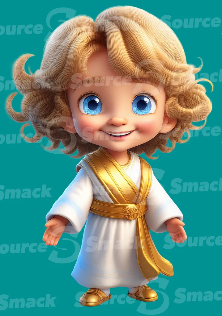A boy child angel standing clipped as a transparent image