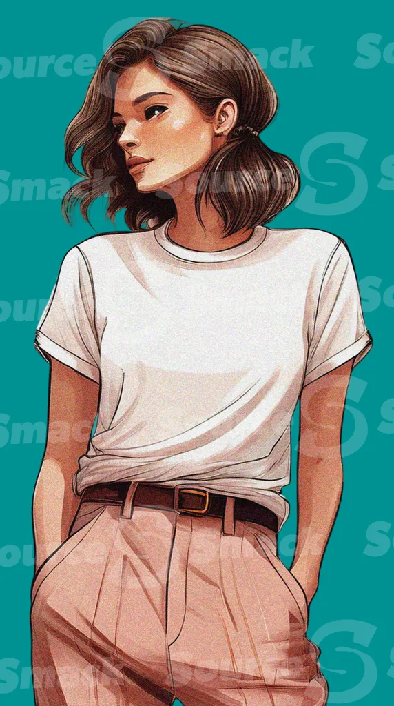 A fashionable pose of a female looking to the side clipped as a transparent image