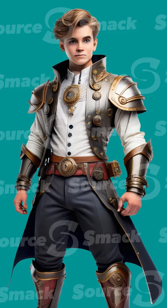 A young teen male wearing futuristic Arcane-style clothing in a standing pose clipped as a transparent image