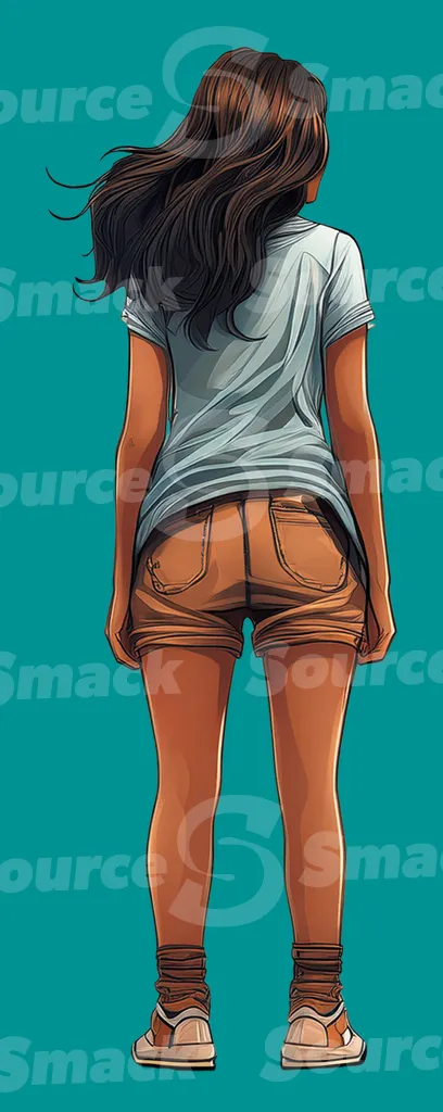 A spanish teen from behind looking off to the side clipped as a transparent image