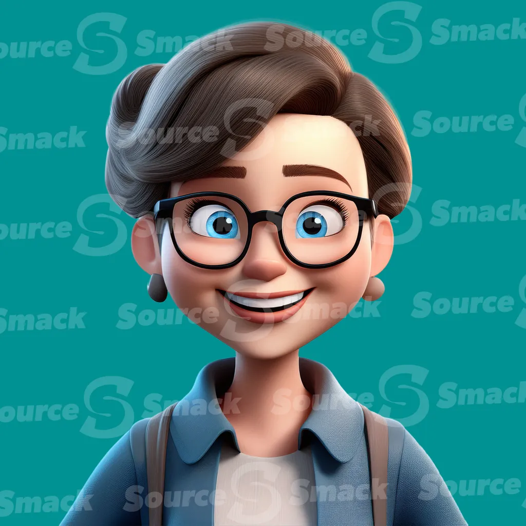 A cute nerdy teen with glasses and a smile clipped as a transparent image