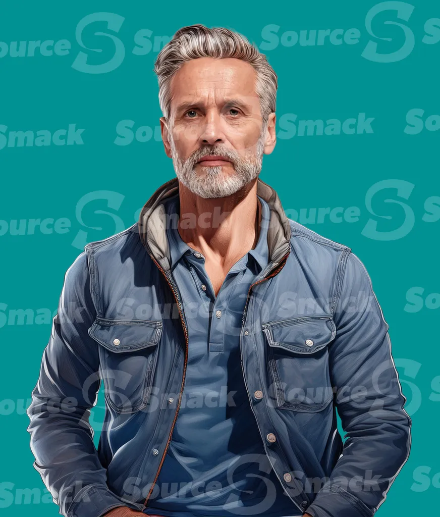 A serious mature man with gray hair clipped as a transparent image