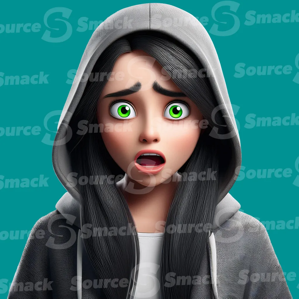 A shocked young teen girl clipped as a transparent image