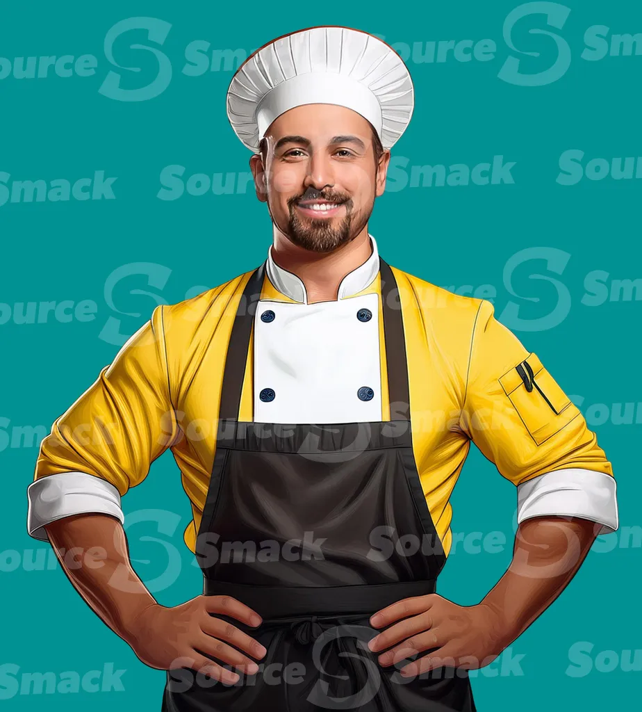 A smiling confident chef clipped as a transparent image