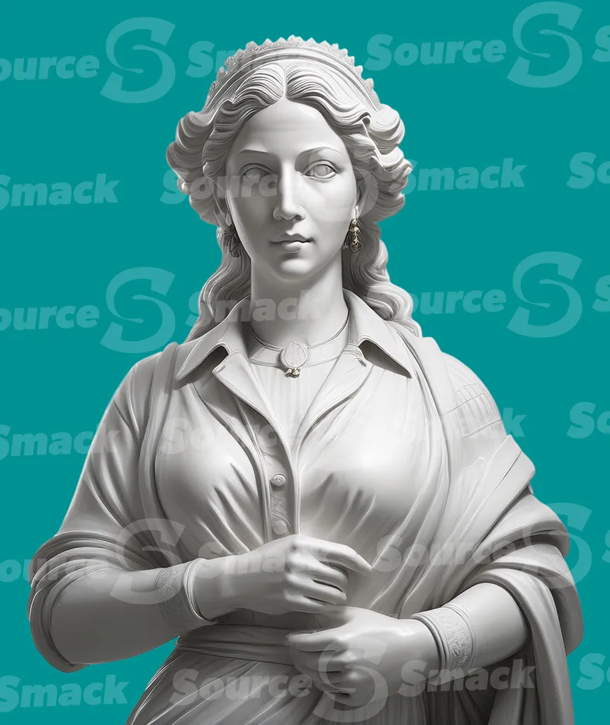 A statue of a confident woman clipped as a transparent image