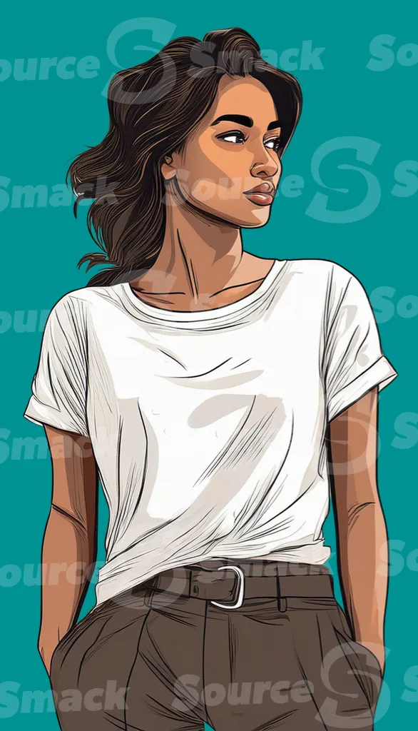 A fashionable pose of a spanish female looking to the side clipped as a transparent image